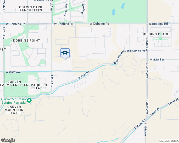 map of restaurants, bars, coffee shops, grocery stores, and more near 3900 West Olney Avenue in Maricopa County