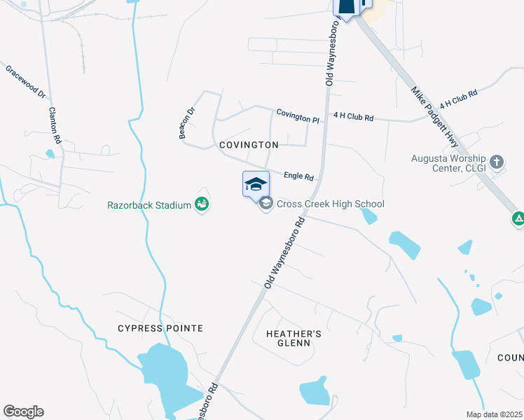 map of restaurants, bars, coffee shops, grocery stores, and more near 3871 Old Waynesboro Road in Augusta