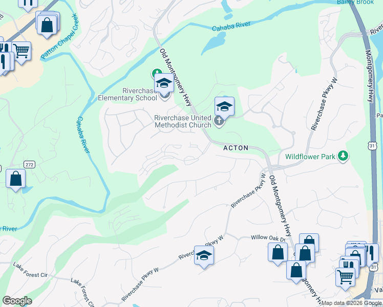 map of restaurants, bars, coffee shops, grocery stores, and more near 5 Chase Plantation Parkway in Birmingham