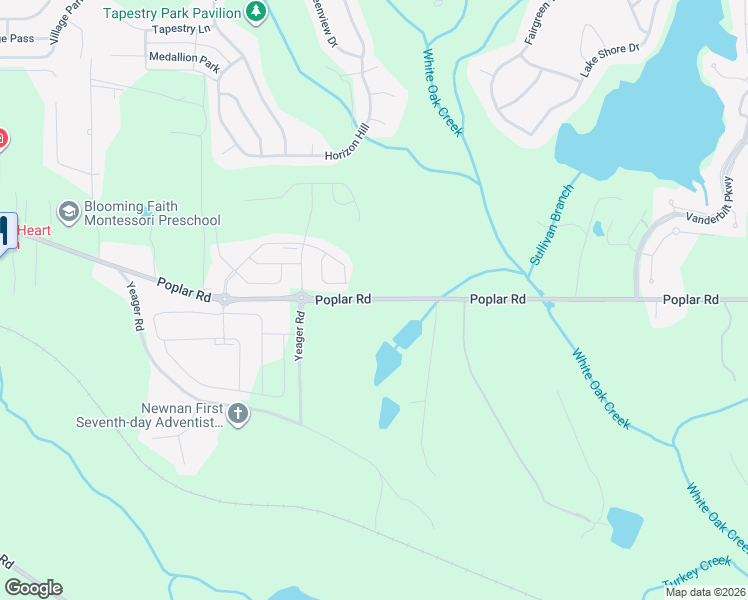 map of restaurants, bars, coffee shops, grocery stores, and more near 403 Poplar Road in Newnan
