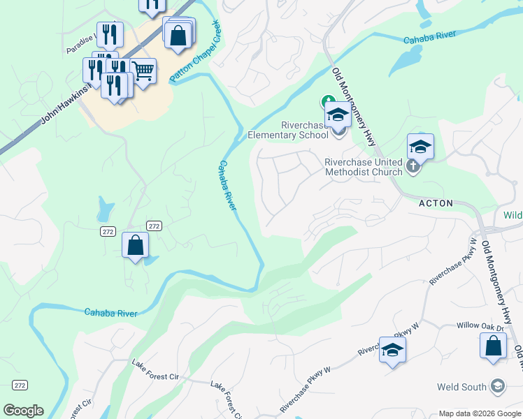 map of restaurants, bars, coffee shops, grocery stores, and more near 2387 Arbor Glen in Birmingham