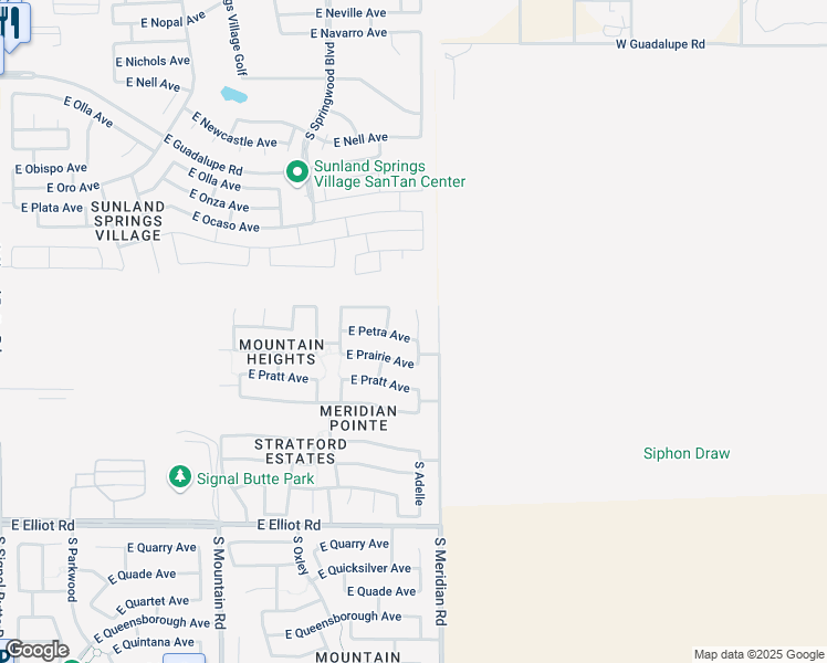map of restaurants, bars, coffee shops, grocery stores, and more near 11523 East Petra Avenue in Mesa