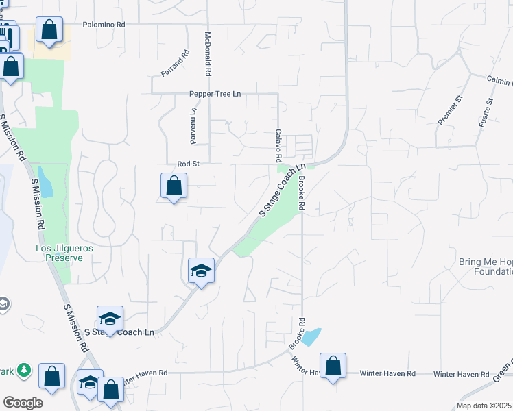 map of restaurants, bars, coffee shops, grocery stores, and more near 1285 Palomares Road in Fallbrook