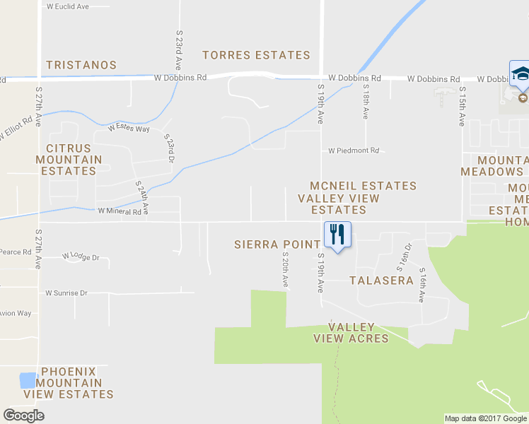 map of restaurants, bars, coffee shops, grocery stores, and more near 2030 West Olney Avenue in Phoenix