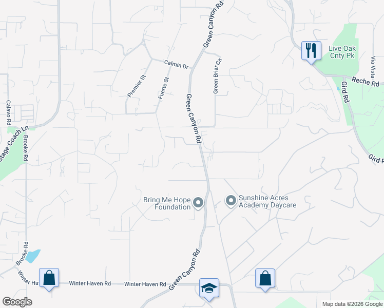 map of restaurants, bars, coffee shops, grocery stores, and more near 2011 Green Canyon Road in Fallbrook