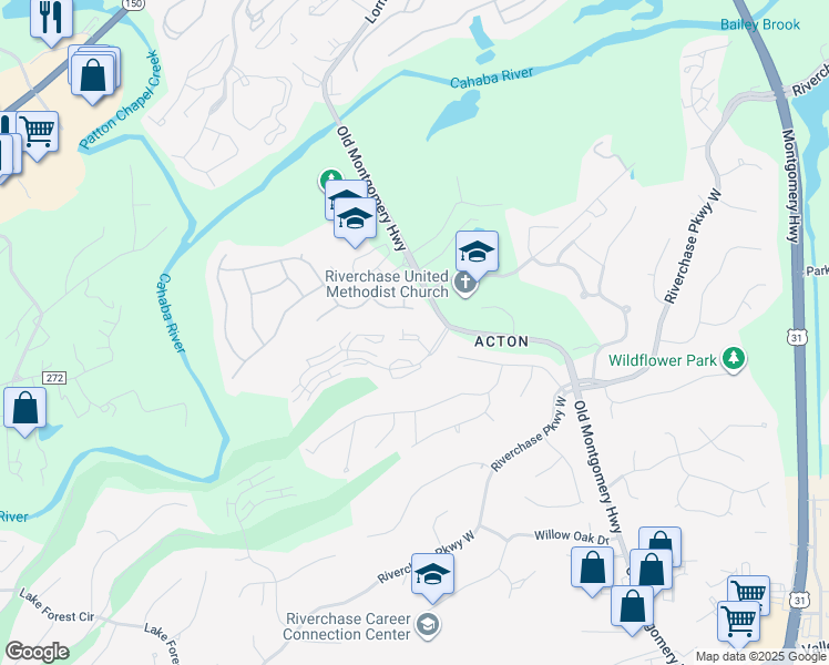 map of restaurants, bars, coffee shops, grocery stores, and more near 21 Ashford Circle in Birmingham