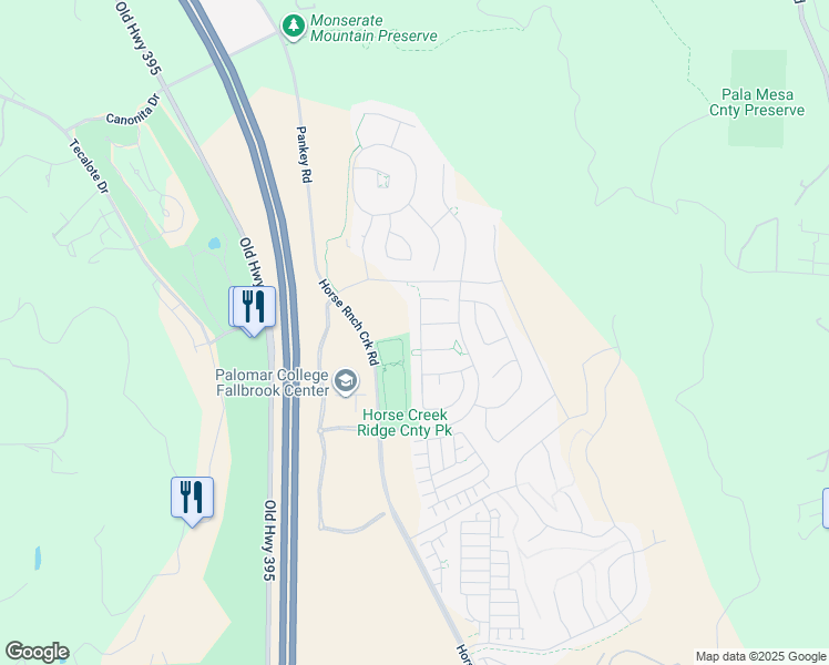 map of restaurants, bars, coffee shops, grocery stores, and more near 35670 Asturian Way in Fallbrook