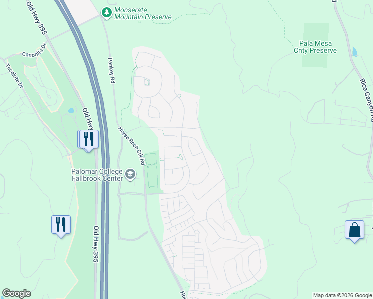 map of restaurants, bars, coffee shops, grocery stores, and more near 35764 Bay Morgan Lane in Fallbrook