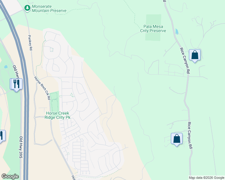 map of restaurants, bars, coffee shops, grocery stores, and more near 820 Meadowood Street in Fallbrook