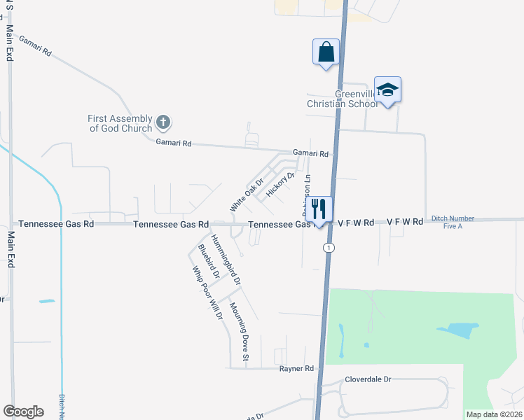 map of restaurants, bars, coffee shops, grocery stores, and more near 553 Ash Cove in Greenville