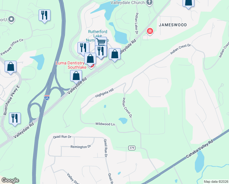 map of restaurants, bars, coffee shops, grocery stores, and more near 219 Highgate Hill in Indian Springs Village
