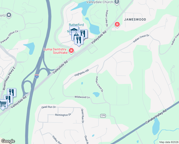 map of restaurants, bars, coffee shops, grocery stores, and more near 219 Highgate Hill in Indian Springs Village