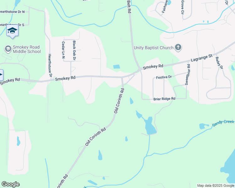 map of restaurants, bars, coffee shops, grocery stores, and more near 121 Old Corinth Road in Newnan