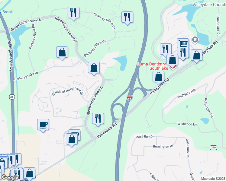 map of restaurants, bars, coffee shops, grocery stores, and more near in Birmingham
