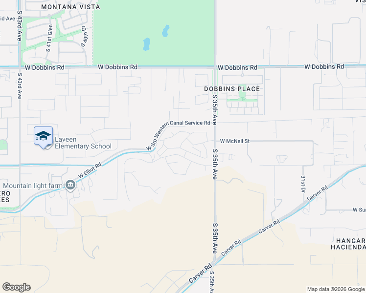 map of restaurants, bars, coffee shops, grocery stores, and more near 10002 South 35th Avenue in Phoenix