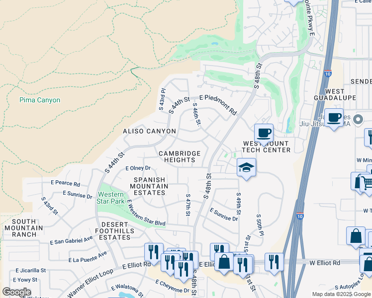 map of restaurants, bars, coffee shops, grocery stores, and more near 4619 East Kachina Trail in Phoenix