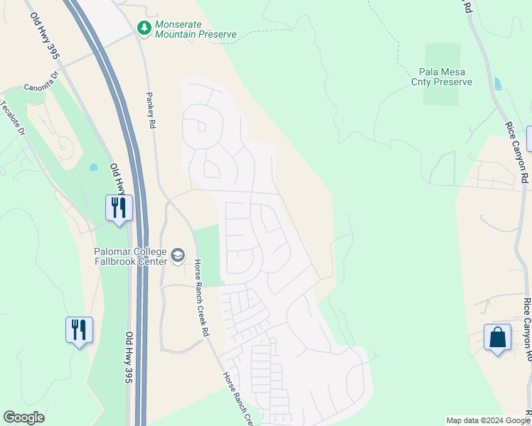 map of restaurants, bars, coffee shops, grocery stores, and more near 35783 Bay Morgan Lane in Fallbrook