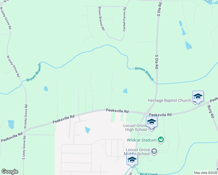 map of restaurants, bars, coffee shops, grocery stores, and more near 1409 Cleveland Farms Road in Locust Grove