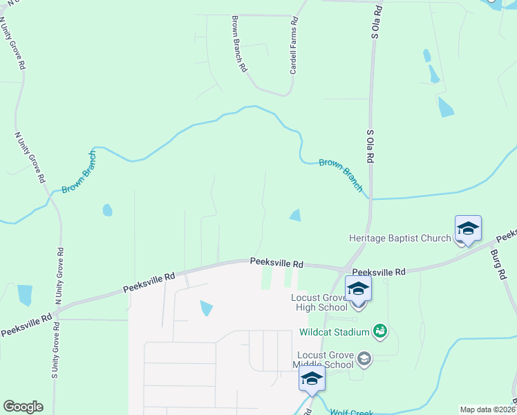 map of restaurants, bars, coffee shops, grocery stores, and more near 1409 Cleveland Farms Road in Locust Grove