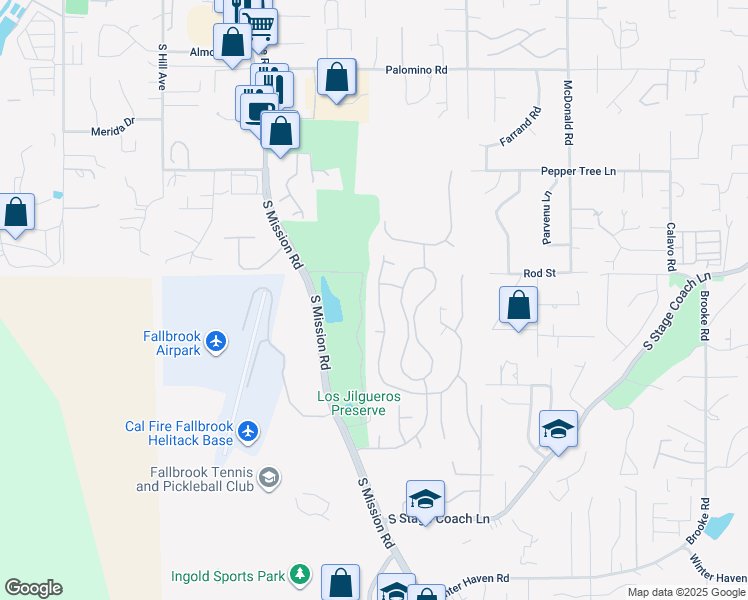 map of restaurants, bars, coffee shops, grocery stores, and more near 633 Inverlochy Drive in Fallbrook