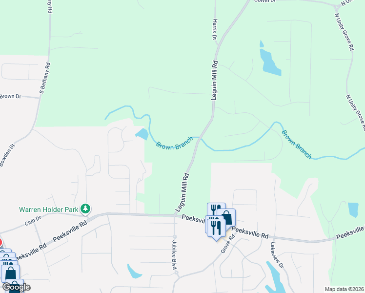 map of restaurants, bars, coffee shops, grocery stores, and more near 235 Leguin Mill Road in Locust Grove