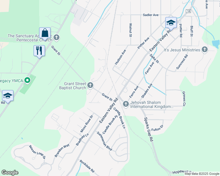 map of restaurants, bars, coffee shops, grocery stores, and more near 1326 Potter Avenue in Bessemer