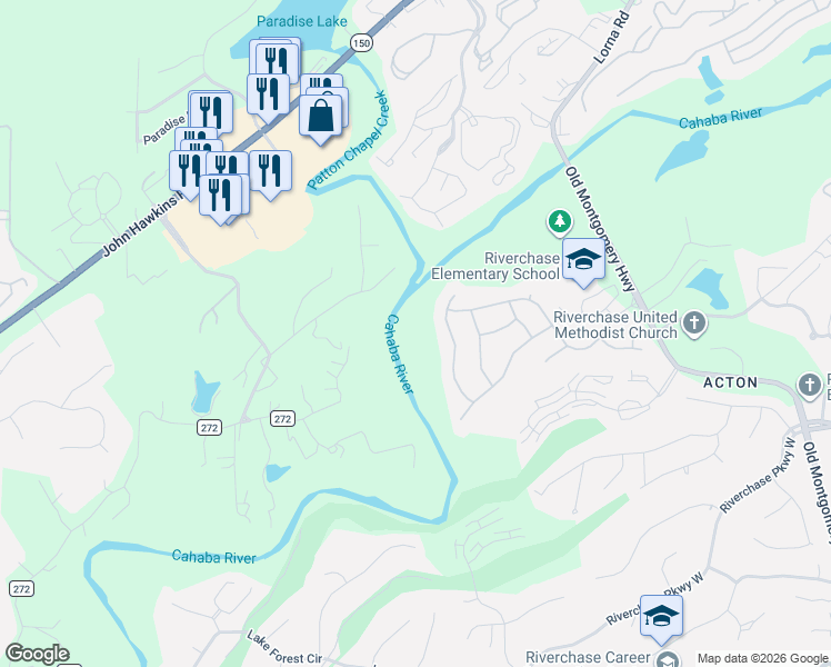 map of restaurants, bars, coffee shops, grocery stores, and more near 3029 Arbor Bend in Hoover