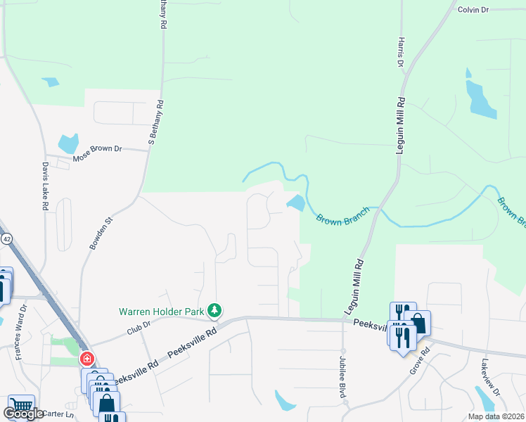 map of restaurants, bars, coffee shops, grocery stores, and more near 545 Rosalind Terrace in Locust Grove