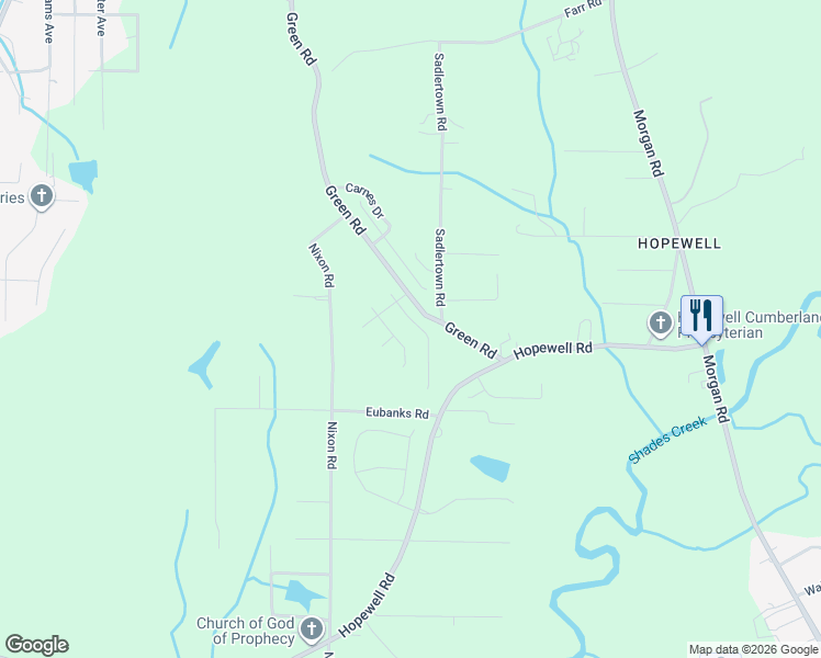 map of restaurants, bars, coffee shops, grocery stores, and more near 3637 Wind Ridge Lane in Bessemer