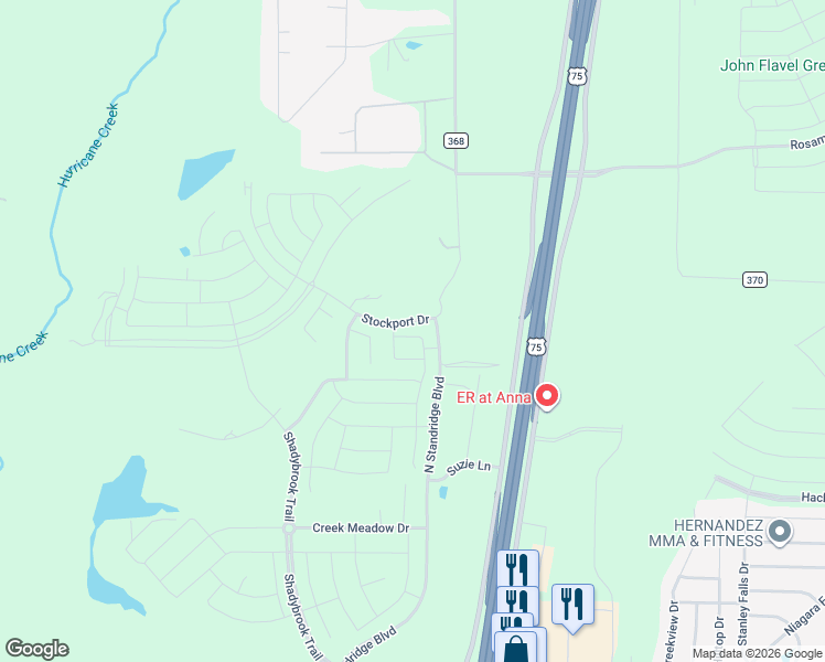 map of restaurants, bars, coffee shops, grocery stores, and more near in Anna