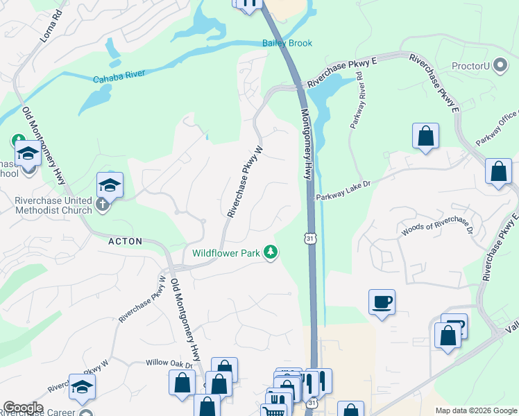 map of restaurants, bars, coffee shops, grocery stores, and more near 2132 Partridge Berry Road in Birmingham