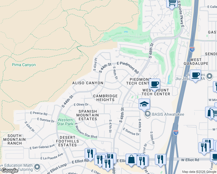 map of restaurants, bars, coffee shops, grocery stores, and more near 4546 East McNeil Street in Phoenix