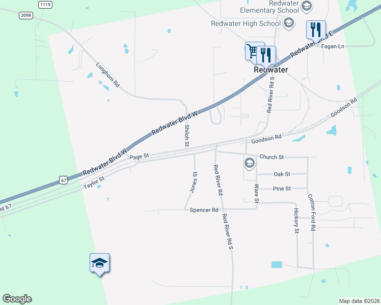 map of restaurants, bars, coffee shops, grocery stores, and more near in Redwater