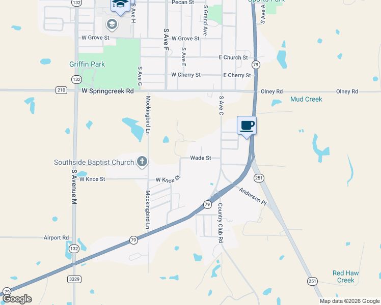 map of restaurants, bars, coffee shops, grocery stores, and more near 306 Wade Street in Olney