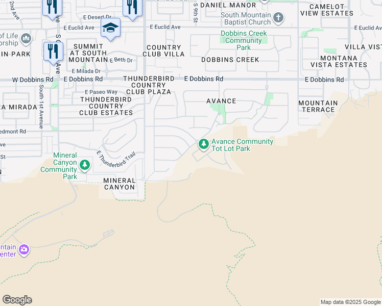 map of restaurants, bars, coffee shops, grocery stores, and more near 924 East Buist Avenue in Phoenix