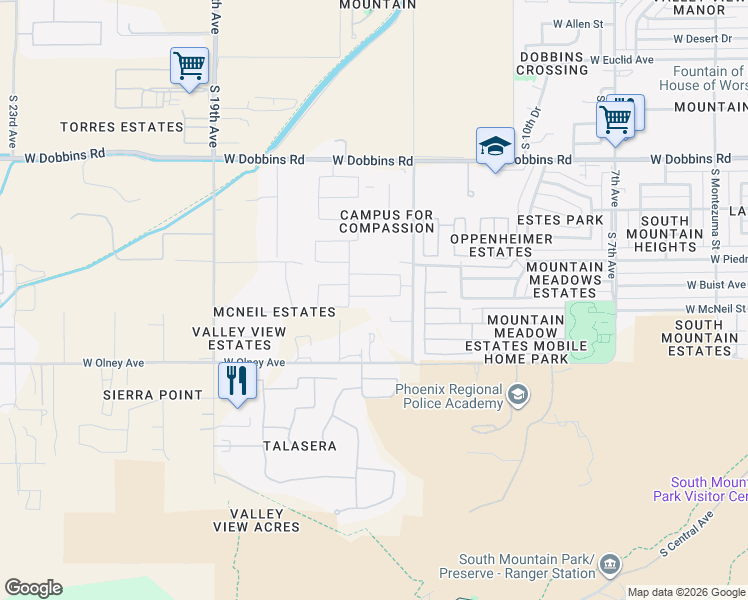 map of restaurants, bars, coffee shops, grocery stores, and more near 9630 North 15th Place in Phoenix