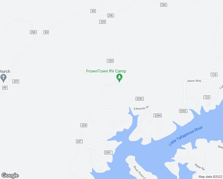 map of restaurants, bars, coffee shops, grocery stores, and more near 4893 County Road 329 in Wedowee