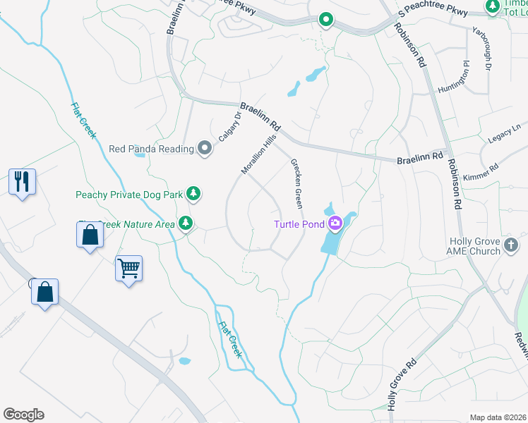 map of restaurants, bars, coffee shops, grocery stores, and more near in Peachtree City