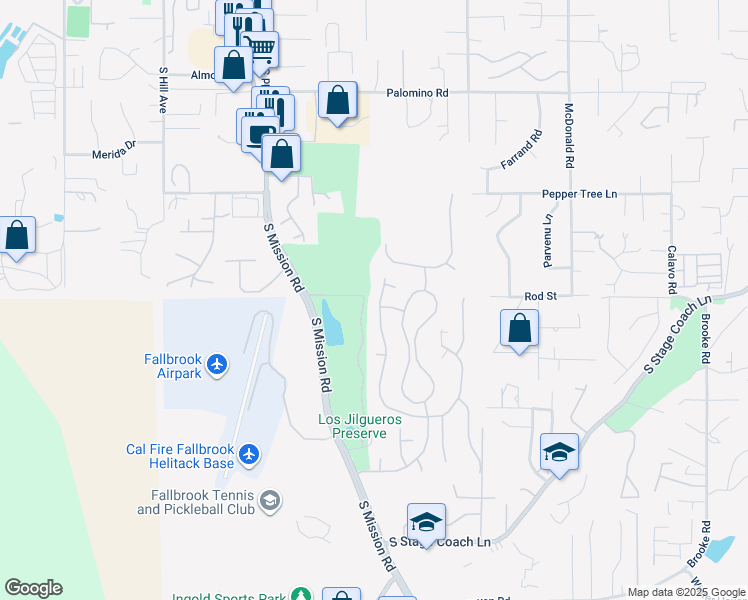 map of restaurants, bars, coffee shops, grocery stores, and more near 569 Inverlochy Drive in Fallbrook
