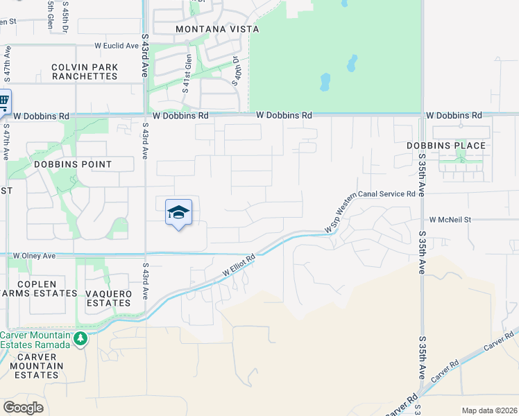 map of restaurants, bars, coffee shops, grocery stores, and more near 3923 West Buist Street in Phoenix
