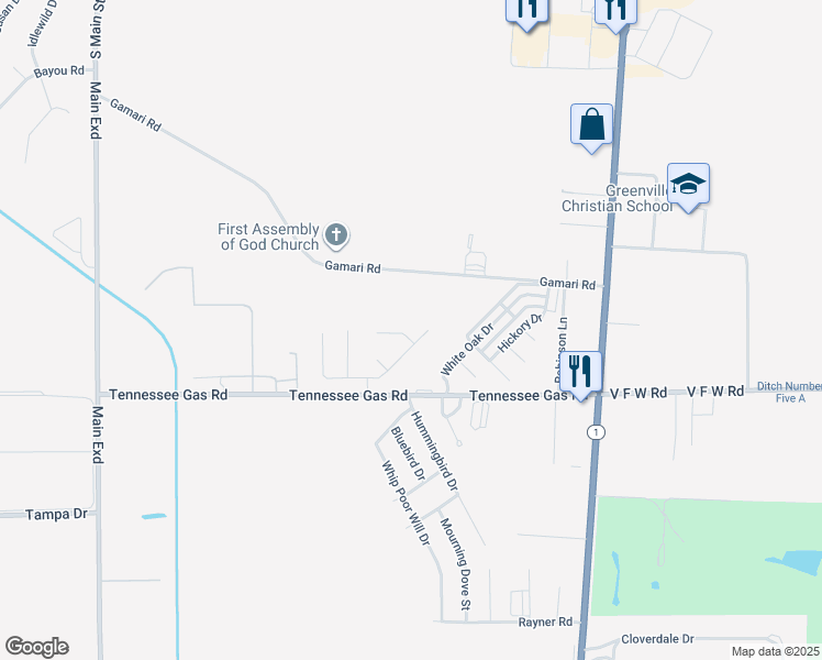 map of restaurants, bars, coffee shops, grocery stores, and more near 494 Red Oak Cove in Greenville