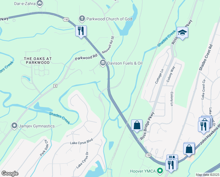 map of restaurants, bars, coffee shops, grocery stores, and more near 5670 Lake Cyrus Boulevard in Bessemer