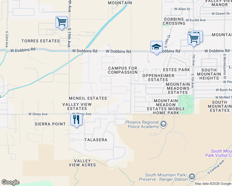 map of restaurants, bars, coffee shops, grocery stores, and more near 9630 North 15th Place in Phoenix