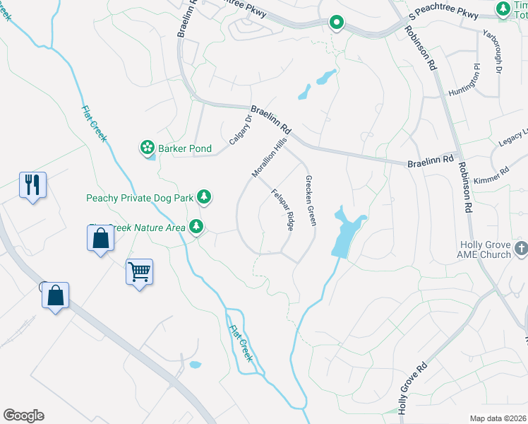 map of restaurants, bars, coffee shops, grocery stores, and more near in Peachtree City