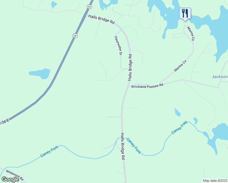 map of restaurants, bars, coffee shops, grocery stores, and more near 1395 Halls Bridge Road in Jackson