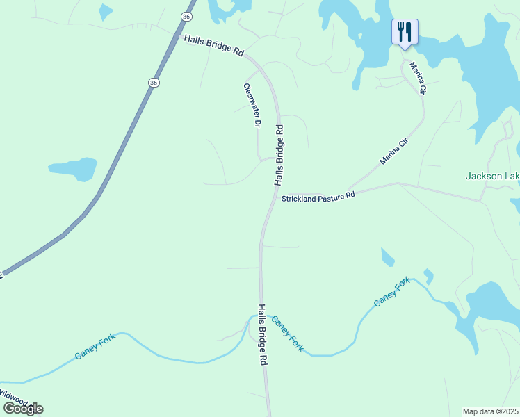 map of restaurants, bars, coffee shops, grocery stores, and more near 1395 Halls Bridge Road in Jackson