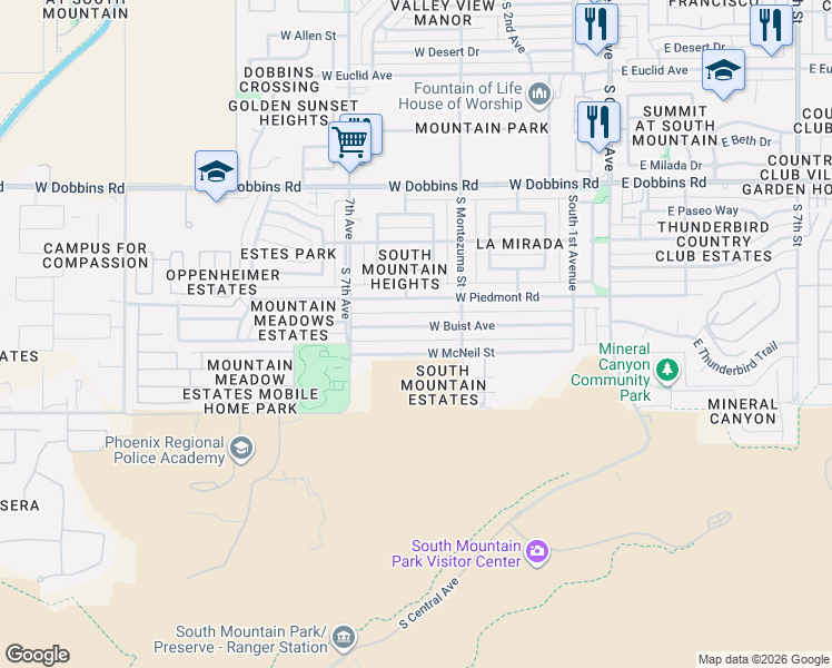 map of restaurants, bars, coffee shops, grocery stores, and more near 321 West Buist Avenue in Phoenix