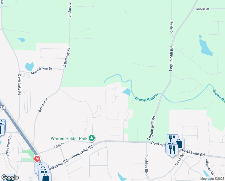 map of restaurants, bars, coffee shops, grocery stores, and more near 545 Rosalind Terrace in Locust Grove
