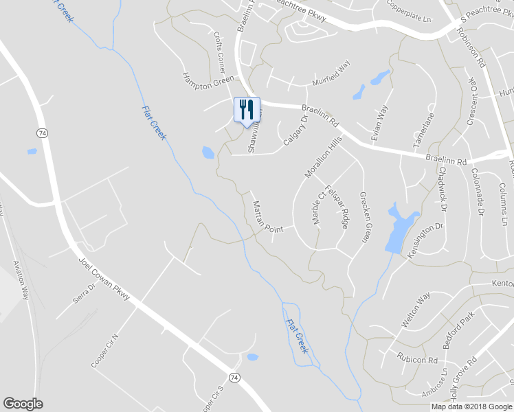 map of restaurants, bars, coffee shops, grocery stores, and more near 799 Mattan Point in Peachtree City