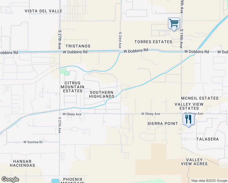 map of restaurants, bars, coffee shops, grocery stores, and more near 2316 West Corral Road in Phoenix